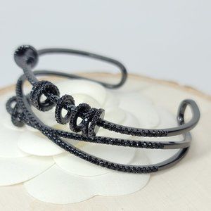 NEW Pave CZ Open Cuff Bangle Bracelet